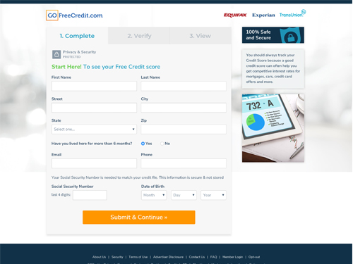 Partner Credit Score Landing Page
